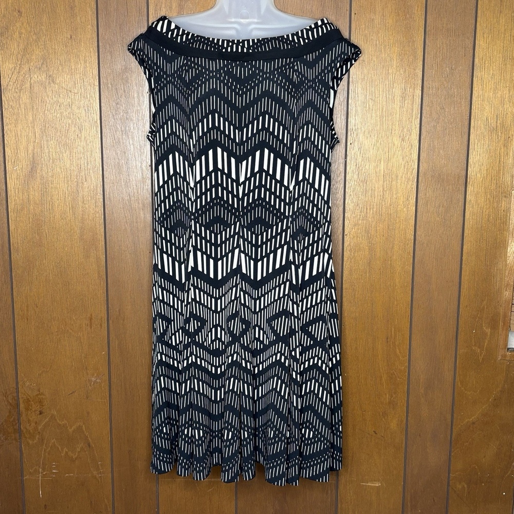 Danny & Nicole Dress 16 Geometric Sheath Mod Retro Art Deco‎ Pockets Classic